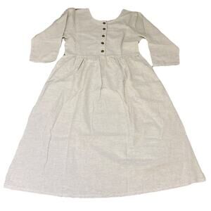 Little Cottonwood LINEN/ Cotton blend XS Maxi Dress W Pockets Cottage NWT